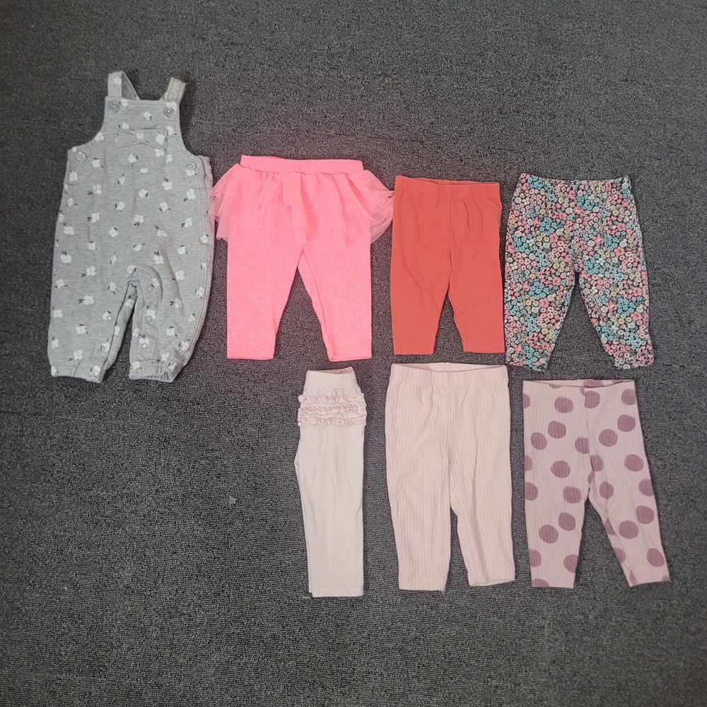 Mixed Brands Lot of 7 Size 6 Months Bottoms Leggings Overalls Baby Girl Tutu